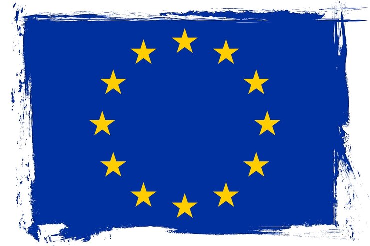 Vector vlag van de europese unie met grunge-borstel