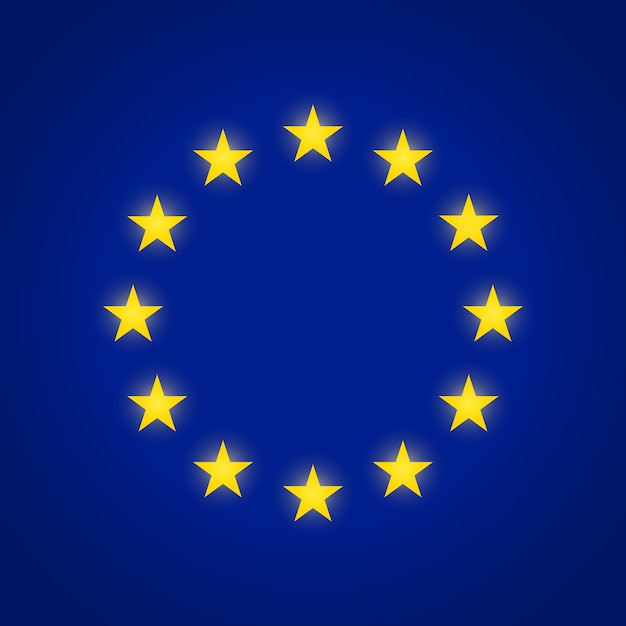 Vlag van de europese unie met lichtgevende sterren. vector illustratie