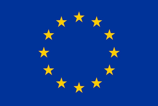 Vlag van de Europese Unie, Vlag van Europa, met blauwe achtergrond en gele sterren. vector illustratie