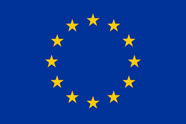 Vlag van de europese unie, vlag van europa, met blauwe achtergrond en gele sterren. vector illustratie