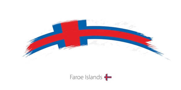 Vlag van de Faeröer in afgeronde grunge penseelstreek. Vector illustratie.