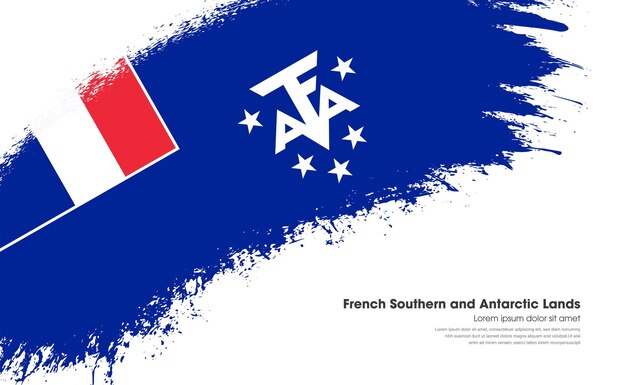 Vlag van de Franse Zuidelijke en Antarctische Landen land op curve stijl grunge penseelstreek