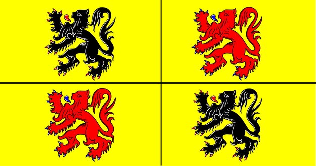 Vlag van de gemeente Henegouwen in België vector afbeelding