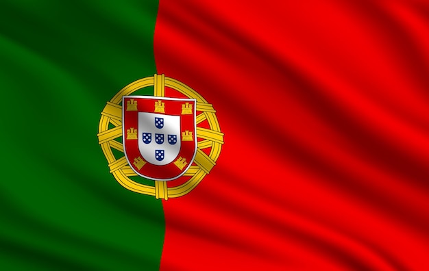 Vlag van de Portugese Republiek realistische vector