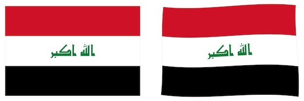 Vlag van de Republiek Irak. Eenvoudige en licht golvende versie.