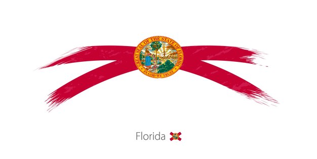Vlag van de staat Florida in afgeronde grunge penseelstreek Vectorillustratie