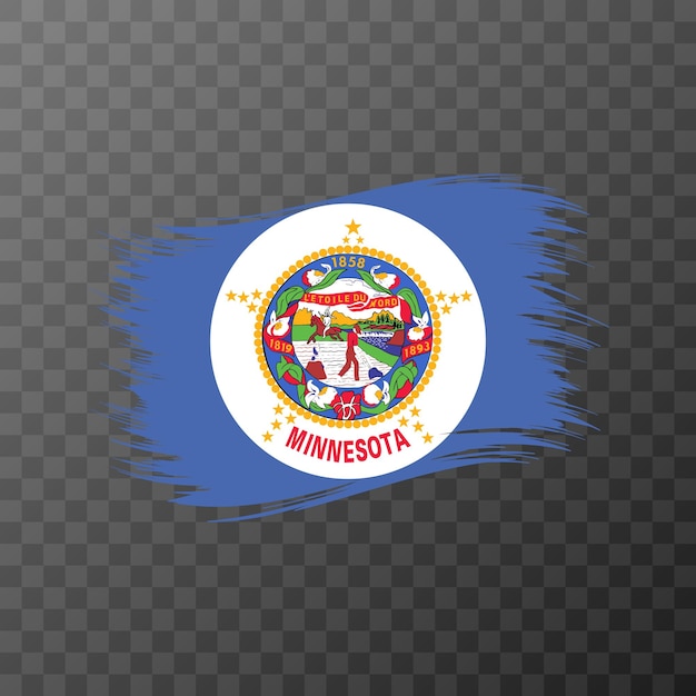 Vlag van de staat Minnesota in penseelstijl op transparante achtergrond vectorillustratie