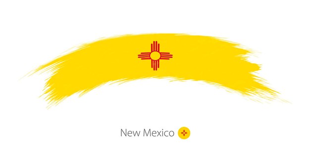 Vlag van de staat New Mexico in afgeronde grunge penseelstreek Vectorillustratie