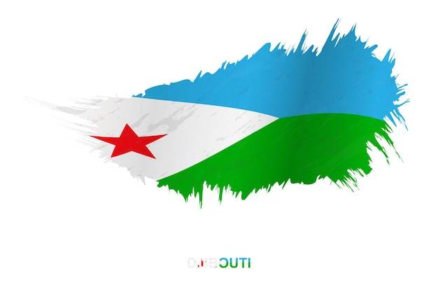 Vlag van Djibouti in grunge stijl met wuivende ingang, vector grunge penseelstreek vlag.