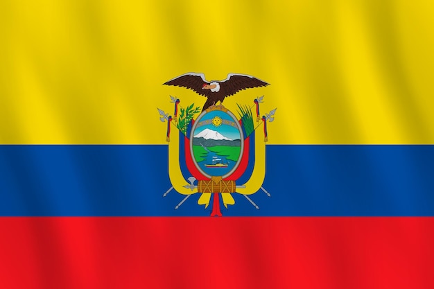 Vlag van Ecuador met zwaaieffect, officiële verhouding.