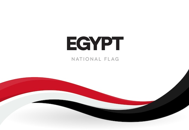 Vlag van egypte, golvend lint met kleuren van de egyptische nationale vlag