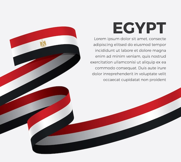 Vlag van Egypte lint, vectorillustratie op een witte achtergrond