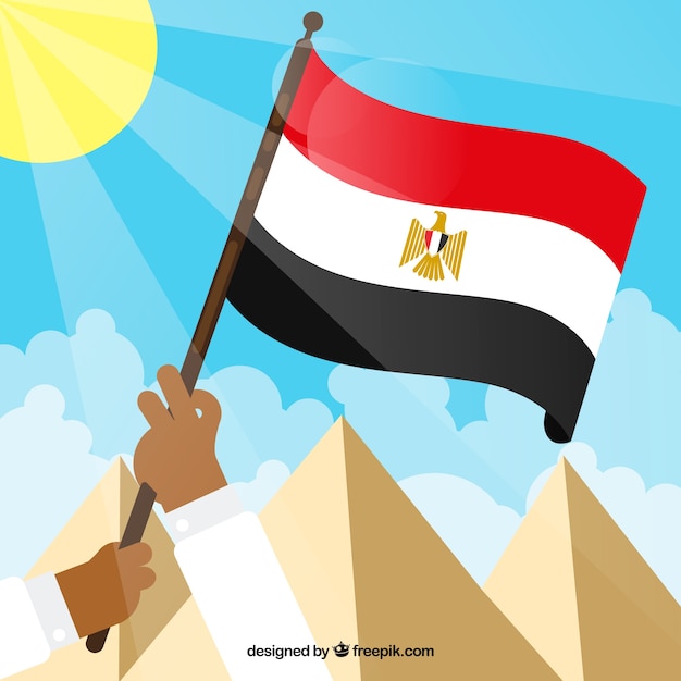 Vlag van egypte met landschap