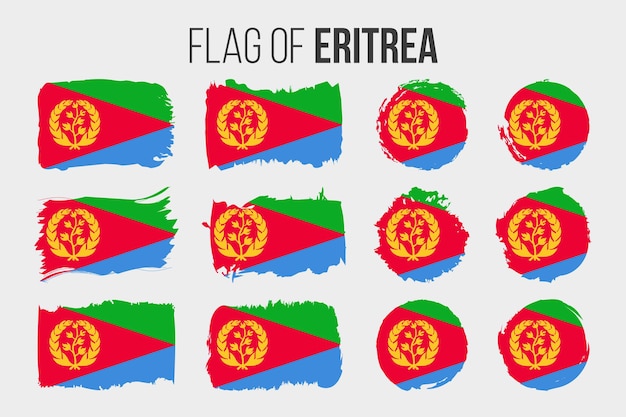 Vlag van Eritrea Illustratie penseelstreek en grunge vlaggen van Eritrea geïsoleerd op wit