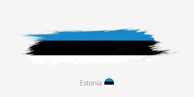 Vlag van Estland grunge abstracte penseelstreek op grijze background