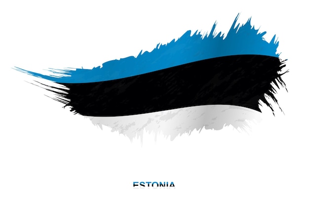 Vlag van Estland in grunge stijl met wuivende ingang, vector grunge penseelstreek vlag.