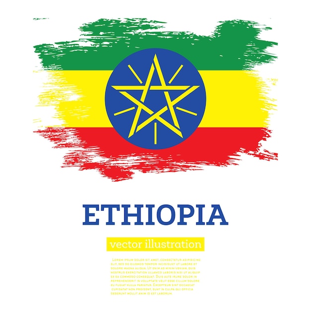 Vlag van Ethiopië met penseelstreken Onafhankelijkheidsdag