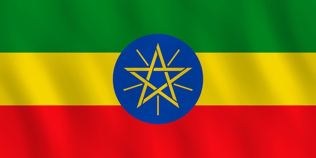 Vlag van Ethiopië met zwaaieffect, officiële verhouding.