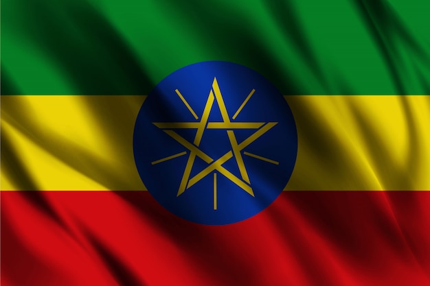 Vlag van Ethiopië zwaaien abstracte achtergrond