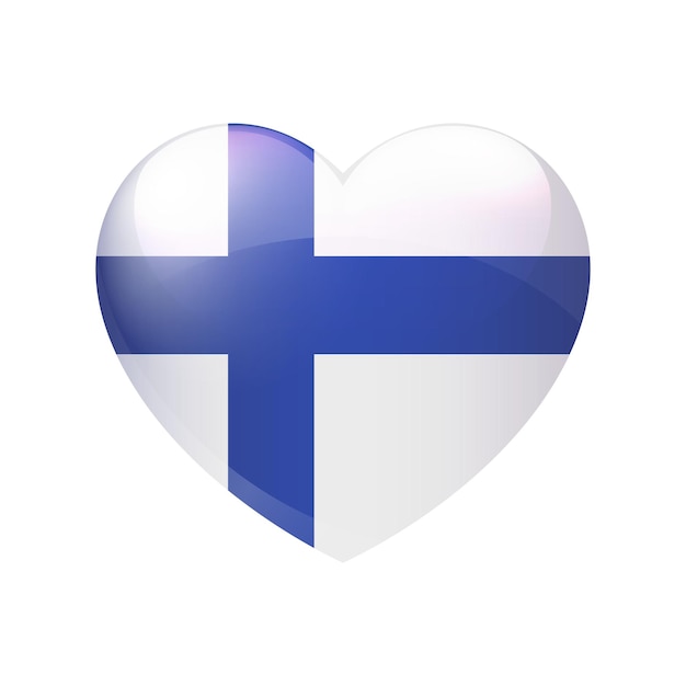 Vlag van Finland in hart Finse embleem pictogram vector land liefde symbool geïsoleerd eps10