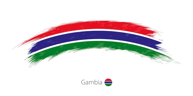 Vlag van Gambia in afgeronde grunge penseelstreek. Vector illustratie.