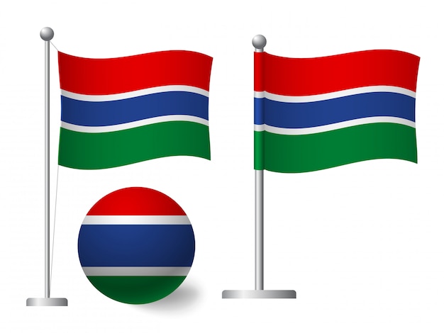 Vlag van gambia op het pictogram van de paal en de bal