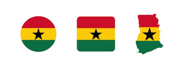 Vlag van Ghana in verschillende stijlen