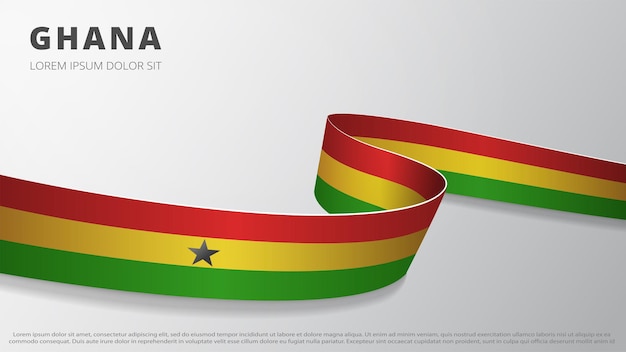 Vlag van ghana. realistisch golvend lint met ghanese vlagkleuren. grafisch en web ontwerpsjabloon. nationaal symbool. onafhankelijkheidsdag poster. abstracte achtergrond. vector illustratie.