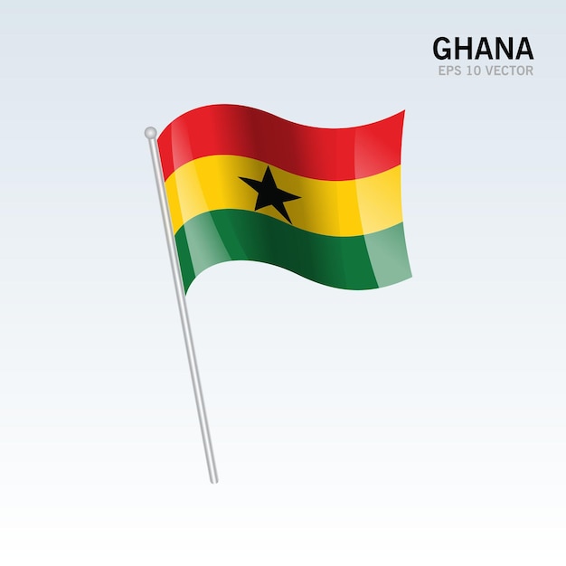 Vlag van ghana zwaaien geïsoleerd op grijs
