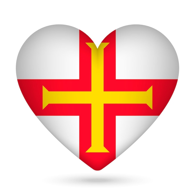 Vlag van Guernsey in hartvorm Vector illustratie