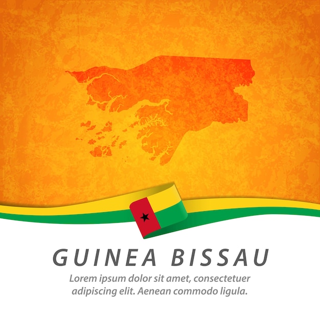 Vlag van Guinee-Bissau met centrale kaart