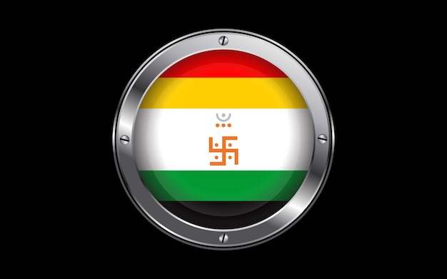 Vlag van het jaïnisme religie 3d badge vector afbeelding