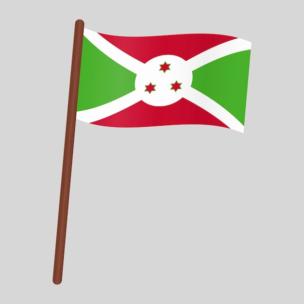Vlag van het land burundi. vlag op de vlaggenmast. vector illustratie