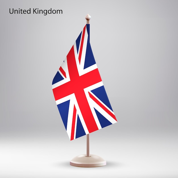 Vector vlag van het verenigd koninkrijk hangt op een vlaggenstand