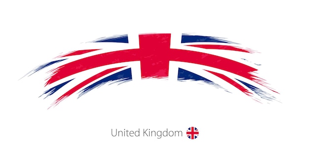 Vlag van het Verenigd Koninkrijk in afgeronde grunge penseelstreek. Vector illustratie.