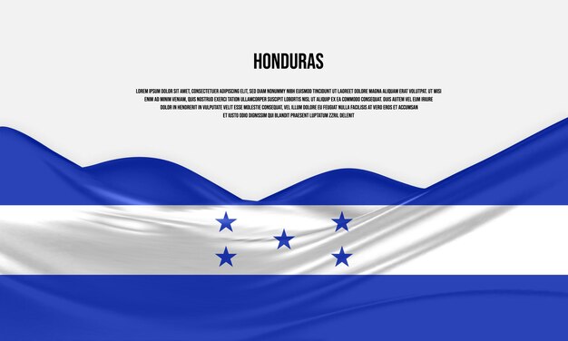 Vlag van Honduras ontwerp. Wapperende vlag van Honduras gemaakt van satijn of zijde stof. Vectorillustratie.