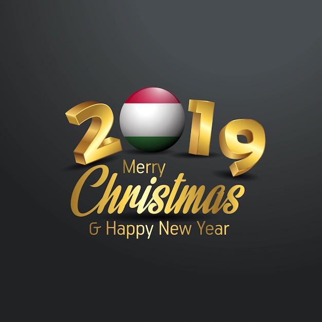 Vlag van Hongarije 2019 Merry Christmas typografie