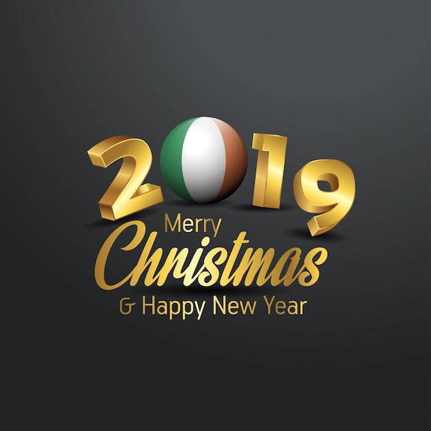 Vlag van Ierland 2019 Merry Christmas typografie