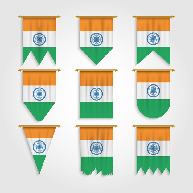 Vlag van India in verschillende vormen
