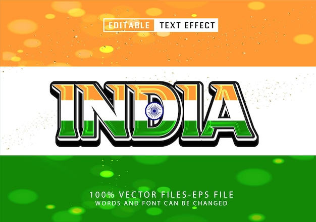 Vector vlag van india texteffect vector template