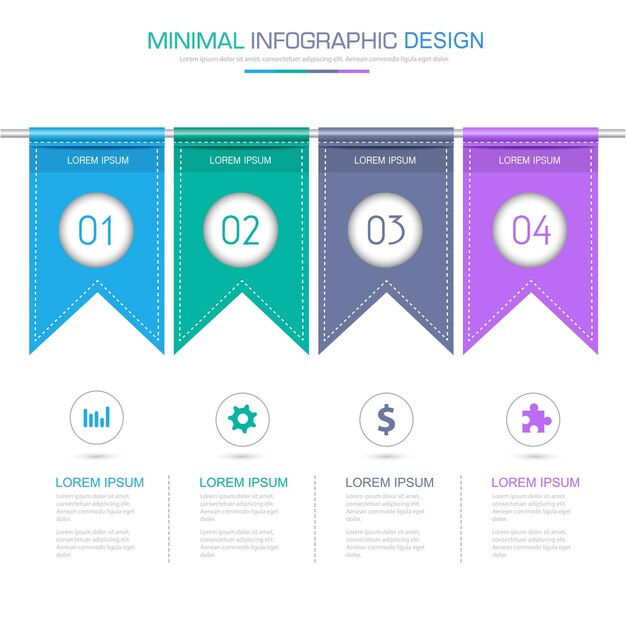 Vlag van Infographic elementen met zakelijke pictogram op volledige kleur achtergrond proces of stappen en opties workflow diagrammen vector ontwerp eps10 afbeelding