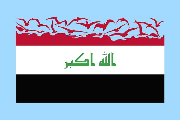 Vlag van irak met vrijheidsconcept vlag van irak verandert in vliegende vogels vector