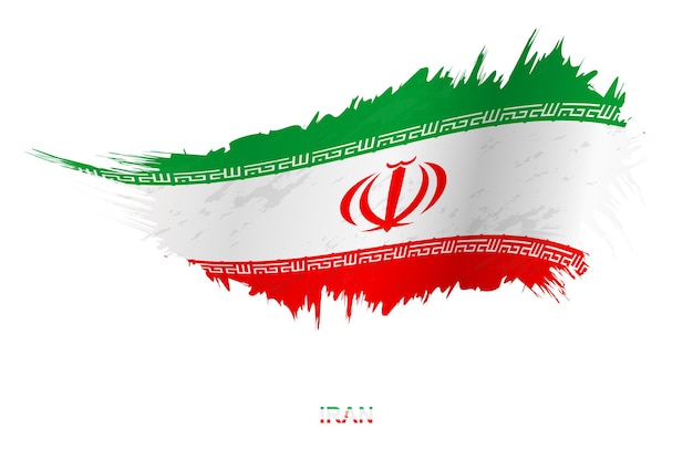 Vlag van Iran in grunge stijl met wuivende ingang, vector grunge penseelstreek vlag.