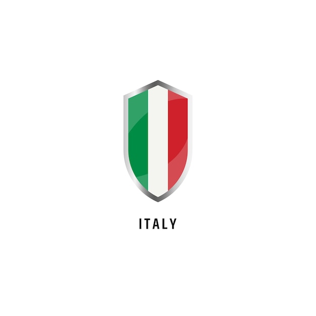 Vlag van Italië met schild vorm pictogram platte vectorillustratie