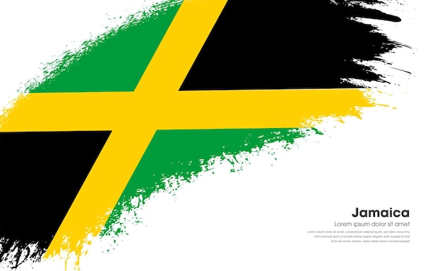 Vlag van Jamaica land op kromme stijl grunge penseelstreek met background