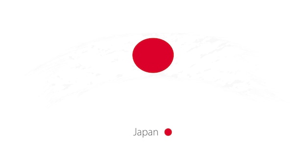 Vlag van japan in afgeronde grunge penseelstreek. vector illustratie.