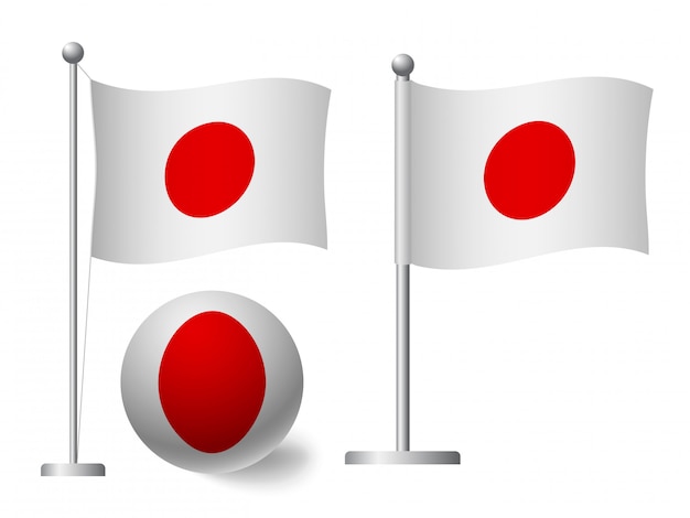 Vlag van Japan op paal en bal pictogram