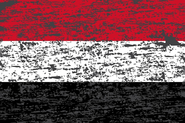 Vlag van Jemen. In de stijl van grunge-effect en aquarel.
