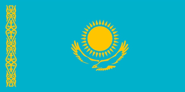 Vlag van Kazachstan officiële kleuren en verhouding Vectorillustratie