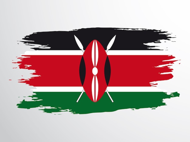 Vlag van Kenia geschilderd met een penseel